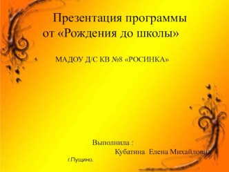 Презентация от рождения до школы презентация