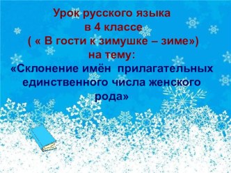 Урок русского языка в 4 классе по теме: Склонение имён прилагательных единственного числа женского рода. план-конспект занятия по русскому языку (4 класс)