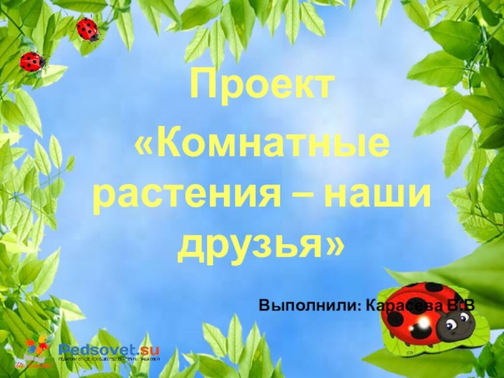 Проект«Комнатные растения – наши друзья»Выполнили: Карасева В.В