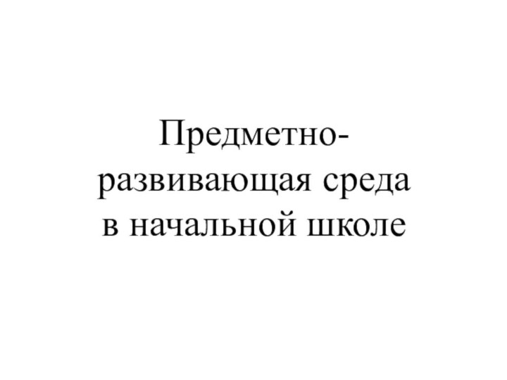 Предметно- развивающая среда в начальной школе