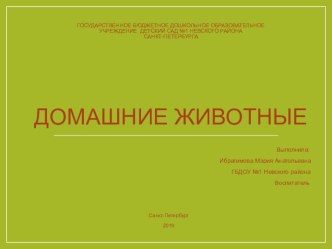 Домашние животные презентация к уроку по окружающему миру (младшая группа)