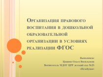 Организация правового воспитания в дошкольной образовательной организации в условиях реализации ФГОС презентация