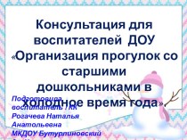 Консультация для воспитателей ДОУ Организация прогулок со старшими дошкольниками в холодное время года. презентация