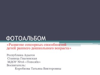 Фотоальбом Развитие сенсорных способностей детей раннего дошкольного возраста материал (младшая группа) по теме