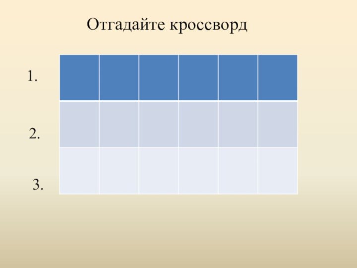 Отгадайте кроссворд  1. 2. 3.