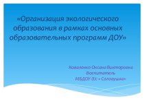 Организация экологического образования в рамках основных образовательных программ ДОУ презентация для интерактивной доски