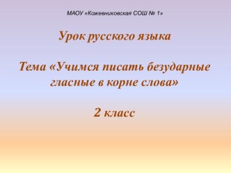 Андреева Т.А., Ефимова Е.Г. Урок русского языка план-конспект урока по русскому языку (2 класс)