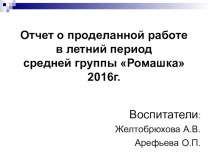 Отчет о летней проделанной работе презентация к уроку (младшая группа)