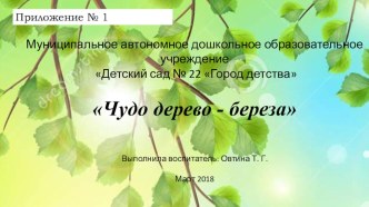 ЧУДО ДЕРЕВО - БЕРЕЗА! презентация к уроку по окружающему миру (младшая группа) по теме