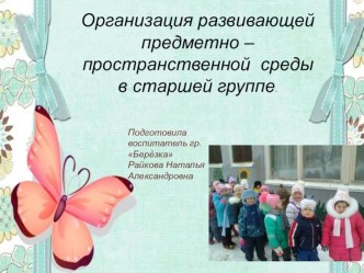 Организация развивающей предметно-пространственной среды в старшей группе. презентация к уроку (старшая группа)