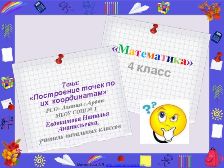 «Математика» 4 класс Тема:«Построение точек по их координатам»РСО- Алания г.АрдонМБОУ СОШ №