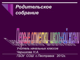 Презентация Первые отметки школьной жизни презентация к уроку (2 класс) по теме