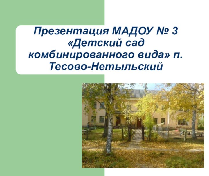 Презентация МАДОУ № 3 «Детский сад комбинированного вида» п.Тесово-Нетыльский