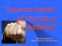 Презентация к родительскому собранию  Агрессия детей: её причины и предупреждение презентация к уроку (4 класс)