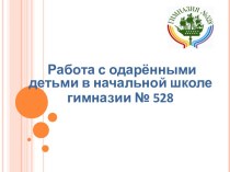 Работа с одарёнными детьми в начальной школе гимназии № 528 проект (1, 2, 3, 4 класс)