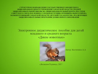 Электронное дидактическое пособие для детей младшего и среднего возраста Дикие животные материал по окружающему миру (младшая группа)