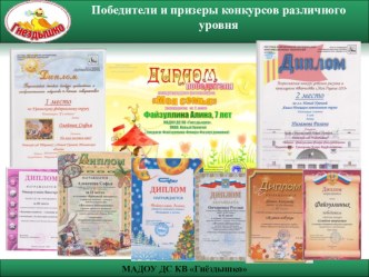 Победители и призеры конкурсов различного уровня презентация к уроку (подготовительная группа)