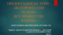 ПРЕЗЕНТАЦИЯ НА ТЕМУ:ВСЕПРОФЕССИИ НУЖНЫ,ВСЕ ПРОФЕССИИ ВАЖНЫ презентация к уроку по окружающему миру (подготовительная группа)