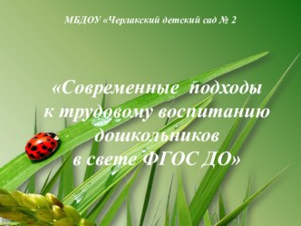 Презентация Современные подходы к трудовому воспитанию дошкольников в свете ФГОС ДО презентация