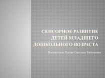 Презентация Сенсорное развитие презентация