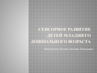 Презентация Сенсорное развитие презентация