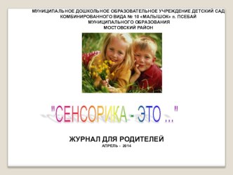 Презентация журнала для родителей Сенсорика-это.... презентация к занятию (младшая группа)