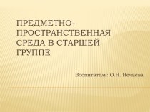 Предметно-пространственная среда в старшей группе презентация к уроку (старшая группа)