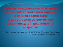 Пути взаимодействия основного и дополнительного образования в рамках реализации художественно- эстетического развития детей дошкольного возраста методическая разработка по рисованию (старшая группа)