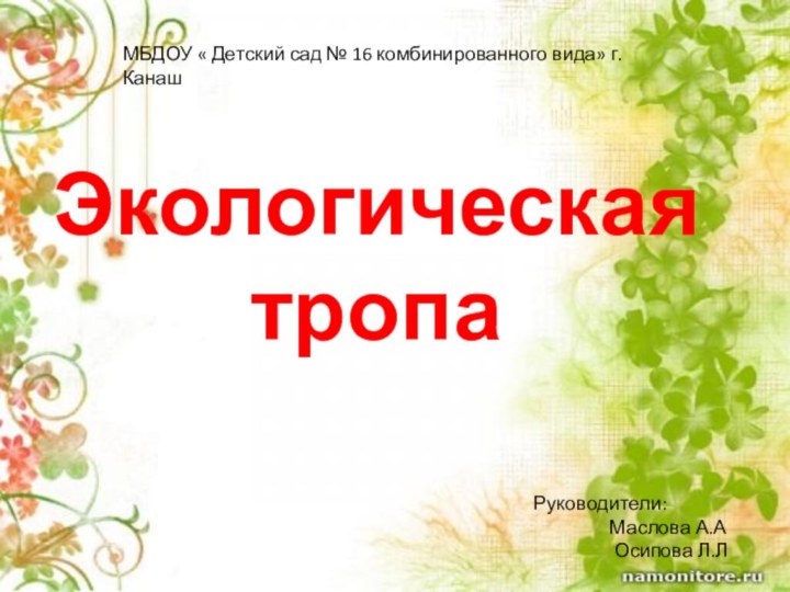 Экологическая тропаМБДОУ « Детский сад № 16 комбинированного вида» г. Канаш