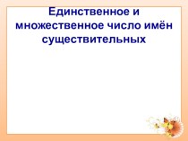 Единственное и множественное число имён существительных. презентация к уроку по русскому языку (3 класс)