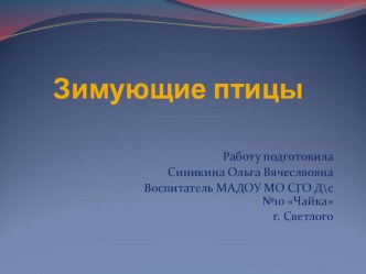 Зимующие птицы презентация к уроку по окружающему миру (средняя группа)