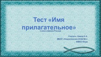 Презентация по русскому языку Тест. Имя прилагательное (3 класс) презентация к уроку по русскому языку (3 класс)