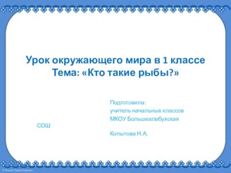 Презентация к уроку по окружающему миру Кто такие рыбы? 1 класс презентация к уроку по окружающему миру (1 класс)