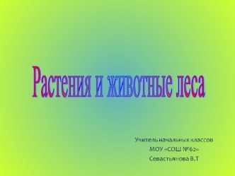 Растения и животные леса план-конспект урока по окружающему миру (4 класс)