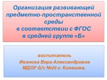 Презентация Организация развивающей предметно-пространственной среды в средней группе методическая разработка (средняя группа) по теме