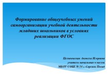 Презентация  Формирование общеучебных умений самоорганизации учебной деятельности младших школьников в условиях реализации ФГОС материал