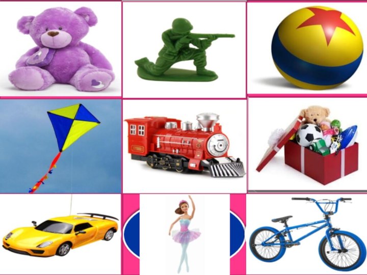 teddy beartoy soldierballkitetraintoy boxballerinabikecar