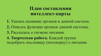 Урок по предмету ОКРУЖАЮЩИЙ МИР в 4 классе.Тема: Обобщение по теме Пищеварительная система. Интеллект-карта как продукт проектно-исследовательской деятельности учащихся. методическая разработка по окружающему миру (4 класс)