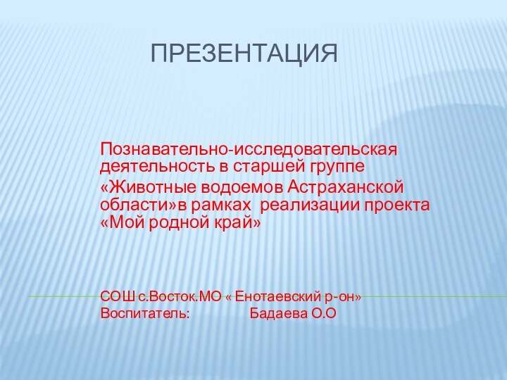 ПрезентацияПознавательно-исследовательская деятельность