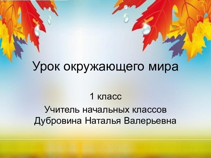 Урок окружающего мира1 классУчитель начальных классов Дубровина Наталья Валерьевна