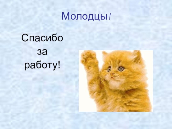 Молодцы!Спасибо за работу!