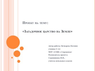 Исследовательский проект : Загадочное царство на Земле проект по окружающему миру (2 класс) по теме