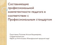 Составляющие профессиональной компетентности педагога в соответствии с профессиональным стандартом Педагог консультация