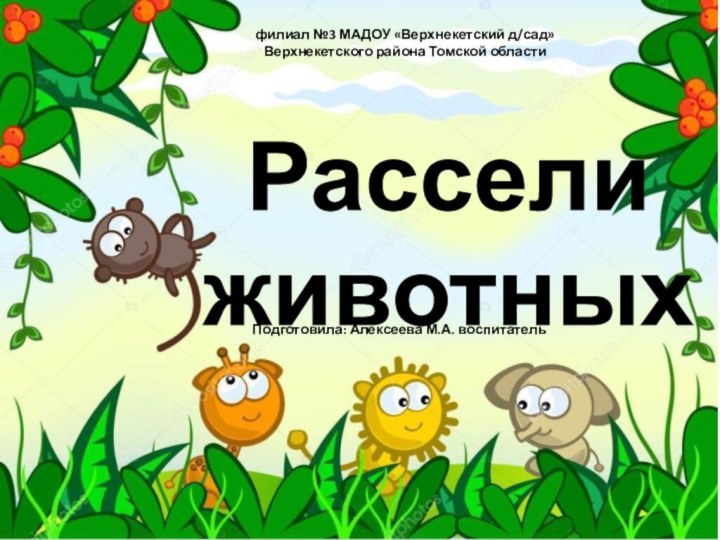 филиал №3 МАДОУ «Верхнекетский д/сад» Верхнекетского района Томской областиРассели животныхПодготовила: Алексеева М.А. воспитатель