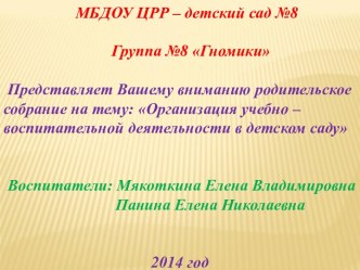 Презентация Организация учебно - воспитательной деятельности в детском саду презентация