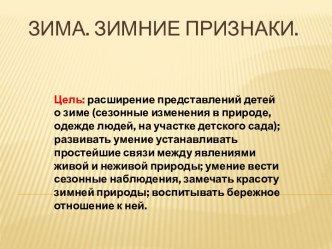 Проект Зима презентация к уроку по окружающему миру (старшая группа)