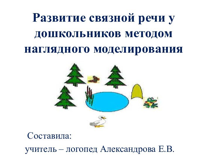 Развитие связной речи у дошкольников методом наглядного моделирования Составила: учитель – логопед Александрова Е.В.