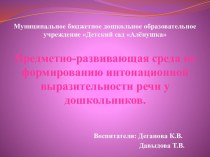 Презентация Предметно-развивающая среда по формированию интонационной выразительности речи у дошкольников презентация