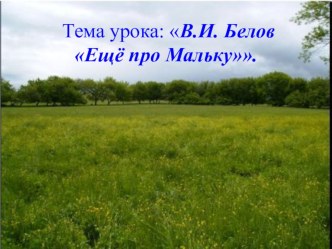 Презентация к уроку литературного чтения В. И. Белов. Еще про Мальку.. презентация к уроку по чтению (3 класс)