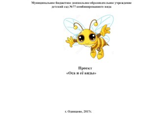 Позновательно-исследовательский проект Осы и её виды проект по окружающему миру (старшая группа)